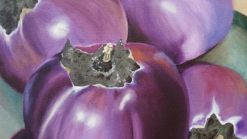 Eggplants: oil on canvas